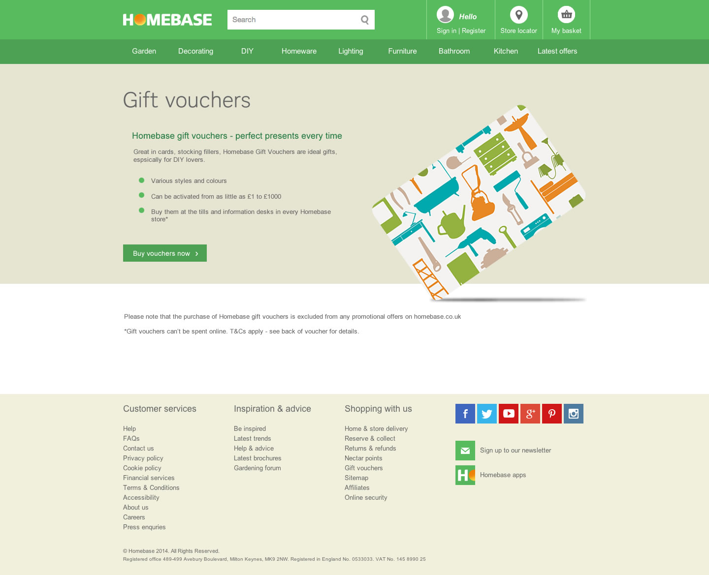 Gift voucher page